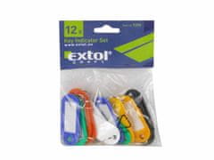 Extol Craft Visačky na kľúče s kovovým krúžkom, 12ks, popisovateľné, EXTOL CRAFT