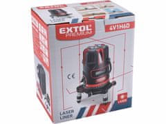 Extol Premium Laser líniový, krížový samonivelačný, červený, 1H-4V-6B, Li-ion akumulátor, USB nabíjanie, EXTOL PRE