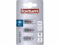 Fortum Bit krížový 3ks, PH 1x25mm, S2, FORTUM