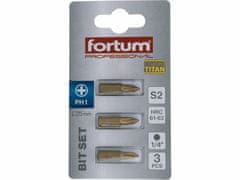 Fortum Bit krížový 3ks, PH 1x25mm, S2, FORTUM