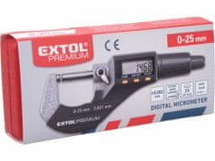 Extol Premium Mikrometer digitálny, 0-25mm, plastové puzdro, EXTOL PREMIUM