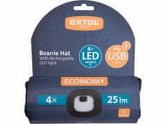 Extol Light Čiapka tmavo-modrá s čelovým svetlom, LED 4x25lm, 250mAh Li-ion, nabíjanie cez USB, EXTOL LIGHT