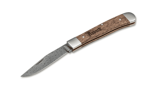 Böker Manufaktur 116004DAM Trapper Asbach Uralt Damascus damaškový nôž 8,5 cm, dub, puzdro