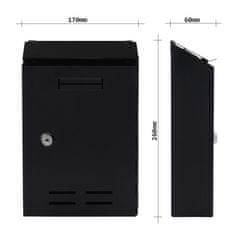 Rottner Standard I poštová schránka čierna | Cylindrický zámok | 17 x 26 x 6 cm