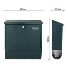 Rottner Villa Spezial-Set poštová schránka zelená | Cylindrický zámok | 36.5 x 41.5 x 11.5 cm