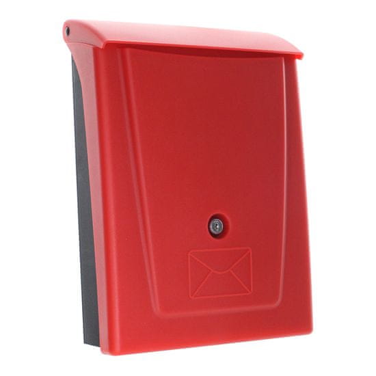 Rottner Posta plastová poštová schránka čierno-červená | Cylindrický zámok | 25 x 34 x 11 cm