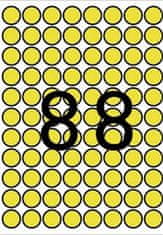 Apli Etikety, kruhové, žltá, priemer 16mm, 704 ks/bal., A5, 12097