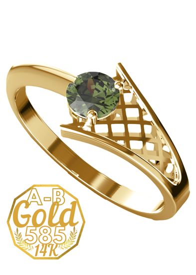 A-B A-B Kométový prsteň s vltavínom zo žltého zlata jw-AUV3116Y žlté zlato 585 / 14K