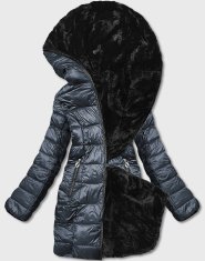 Amando Obojstranná bunda s kožušinou B8052-51, šedá/čierna