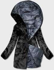 Amando Obojstranná bunda s kožušinou B8052-51, šedá/čierna