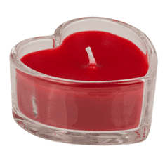Out of The blue Dekoratívna sviečka v skle v tvare srdca - 3 kusy, červená