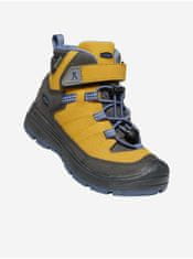 KEEN Žlté detské kožené členkové outdoorové topánky Keen Redwood Mid 29