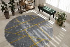Dywany Łuszczów Kusový koberec Emerald geometric 1012 grey and gold kruh 120x120 (priemer) kruh