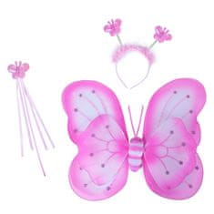Rappa Motýlie krídla ružové s čelenkou a prútikom