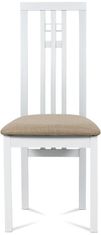 Autronic Jedálenská stolička, masív buk, farba biela, látkový béžový poťah BC-2482 WT
