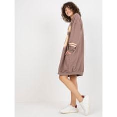 FANCY Dámske šaty s vreckami oversize teplákové HANNAH hnedé FA-SK-0251.47P_394040 Univerzálne