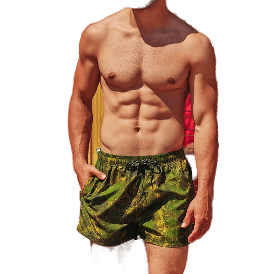 OMBRE Pánske šortky plavecké KYLER zelené MDN20219 S