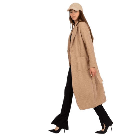 Och Bella Dámsky kabát s opaskom maxi Merve OCH BELLA béžový TW-PL-BI-5220.63_391171 Univerzalne