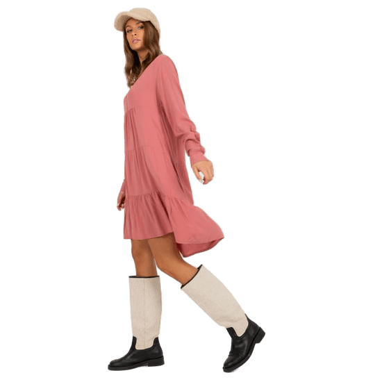 Factoryprice Dámske šaty s volánom oversize SUBLEVEL ružové D73761M30361A_391371 L