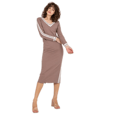 FANCY Dámske šaty s lemovaním midi teplákové ALIA hnedé FA-SK-8297.18P_394041 L-XL