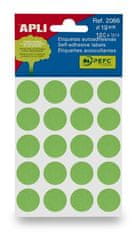 Apli Etikety, zelené, kruhové, priemer 19 mm, 100 etikiet/balenie, 2066
