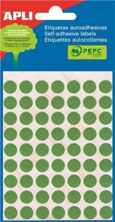 Apli Etikety, zelené, kruhové, priemer 10 mm, 315 etikiet/balení, 2054