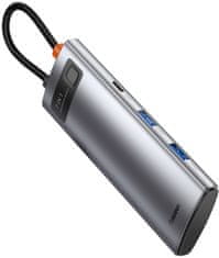 BASEUS multifunkční HUB Metal Gleam saries 7v1 - USB-C PD 100W, USB-C, 2xUSB 3.0, HDMI, SD/TF, šedá