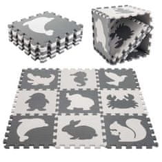 KIK Penová podložka puzzle na zem pre deti 9ks čiernobiela KX5207
