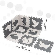 KIK Penová podložka puzzle na zem pre deti 9ks čiernobiela KX5207
