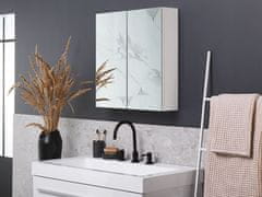 Beliani Kúpelňová zrkadlová skrinka biela / strieborná 60 x 60 cm NAVARRA