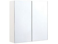 Beliani Kúpelňová zrkadlová skrinka biela / strieborná 60 x 60 cm NAVARRA