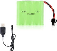 YUNIQUE GREEN-CLEAN 1 ks nabíjateľná batéria 4.8V Ni-MH 1200mAh pre diaľkové ovládanie auta + USB nabíjačka