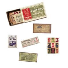 Northix 60x samolepka štítkov v krabici, vintage - č. 6 