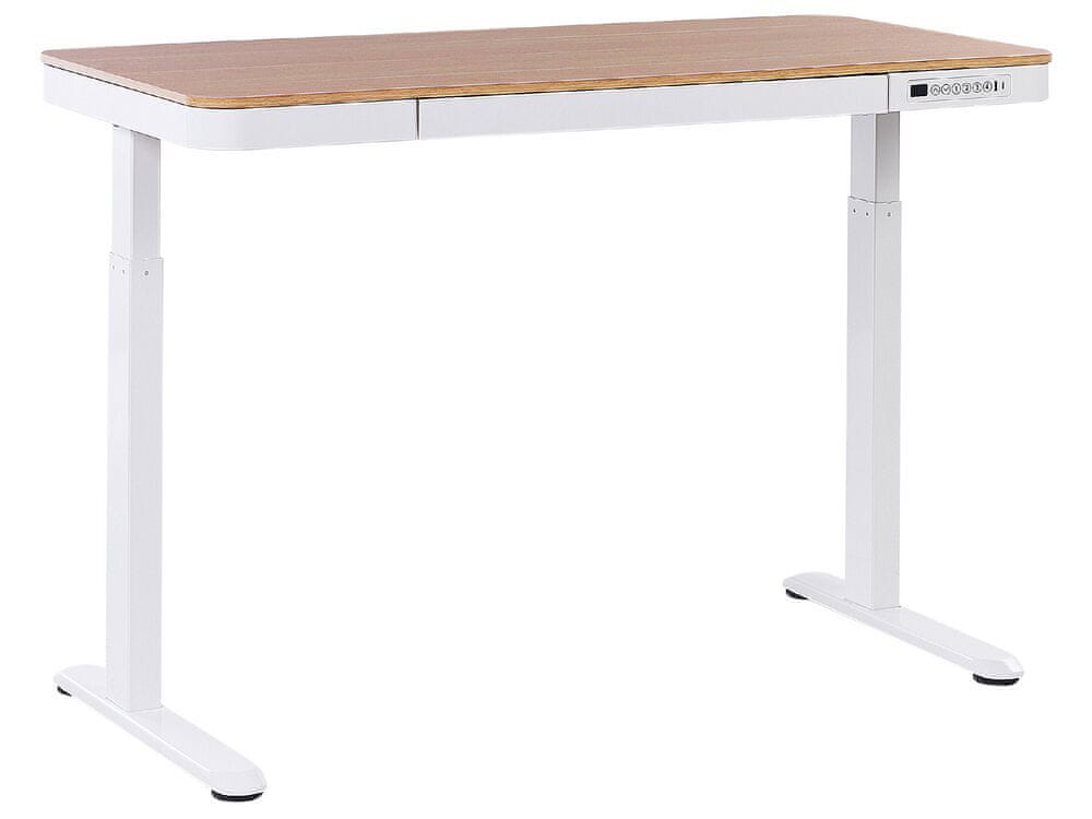 Beliani Elektricky nastaviteľný písací stôl 124 x 64 cm svetlé drevo/biela KENLY