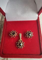 A-B A-B Sada šperkov z Vianočnej hviezdy s vltavínom a granátmi z žltého zlata 585/14K 200000101