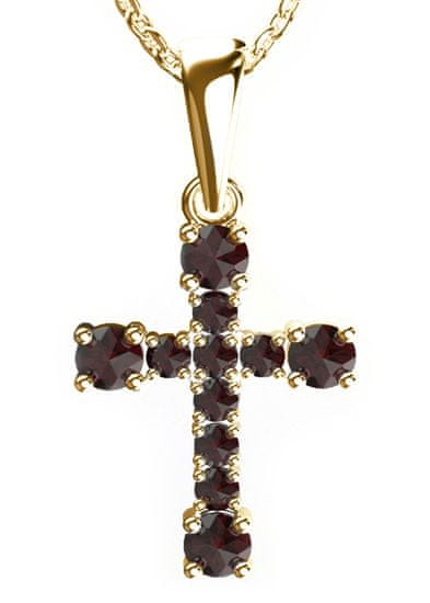 A-B A-B Pozlátený strieborný kríž s rozptylom prírodného českého granátu jw-AUVG1026Au pozlátené striebro 925/1000