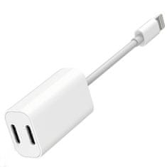 Daklos Adaptér pre iPhone 2x lightning konektor pre slúchadlá a nabíjanie - biely
