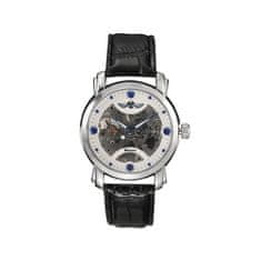 Daklos Luxusné biele hodinky WINNER s priehľadným strojčekom s modrými detailmi - automatické