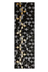 Dywany Łuszczów Behúň Gloss 400B 86 3D geometric black/gold 60x200