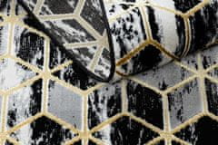 Dywany Łuszczów Behúň Gloss 409A 82 3D cubes black/gold/grey 60x200