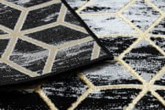 Dywany Łuszczów Behúň Gloss 409A 82 3D cubes black/gold/grey 60x200