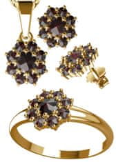 A-B A-B Súprava pozlátených strieborných šperkov s rozptylom prírodného českého granátu 20000251 pozlátené striebro 925/1000