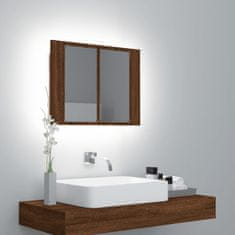 Vidaxl LED zrkadlová skrinka hnedý dub 60x12x45 cm spracované drevo
