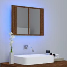 Vidaxl LED zrkadlová skrinka hnedý dub 60x12x45 cm spracované drevo