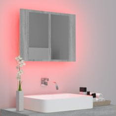 Vidaxl LED zrkadlová skrinka sivá sonoma 60x12x45 cm spracované drevo
