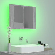 Vidaxl LED zrkadlová skrinka sivá sonoma 60x12x45 cm spracované drevo
