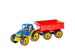 Mikro Trading Traktor so sklápacím prívesom 54 cm modrý/červený v sieti