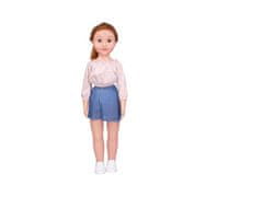 Mikro Trading Chodiaca bábika 70 cm ryšavá s džínsovou sukňou v krabici