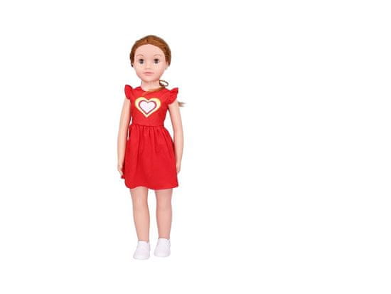 Mikro Trading Chodiaca bábika 70 cm ryšavá v červených šatách v krabici