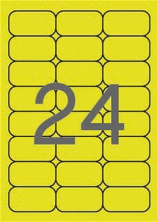 Apli Etikety, zaoblené rohy, fluorescenčná žltá, 64 x 33,9 mm, 480 ks/bal., 02870